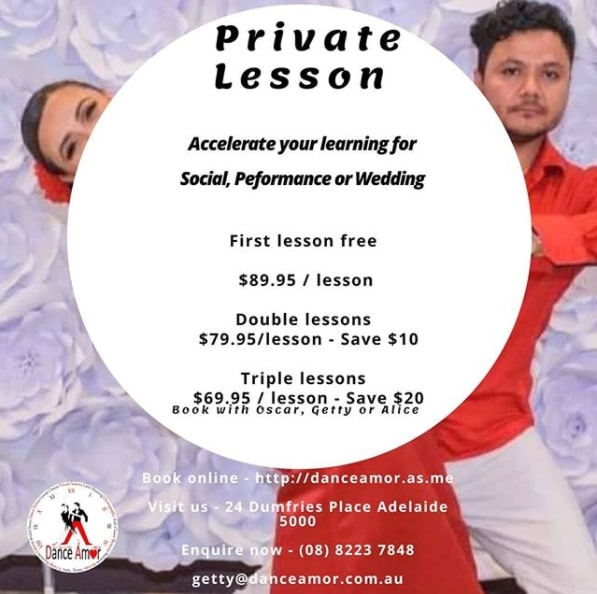Dance Amor Bachata/Salsa Class, Bridal Lessons Adelaide Adult Latin Studio Adelaide