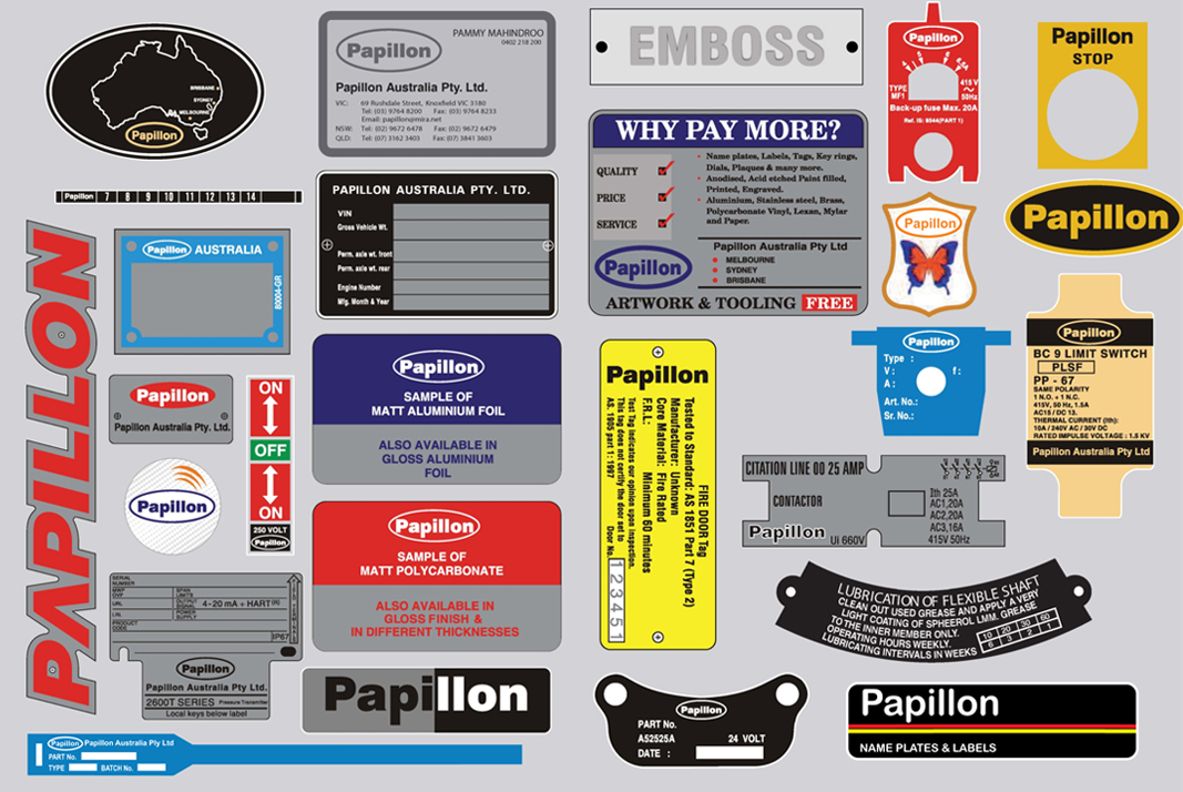 Fotos de Papillon Australia Pty Ltd- Nameplates